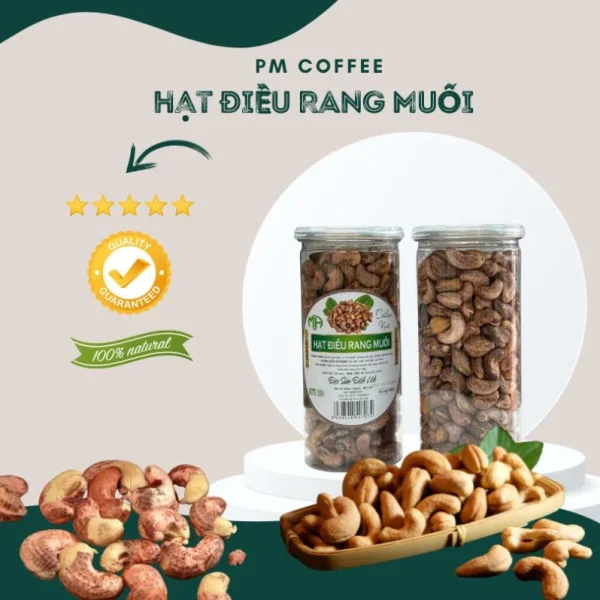 Hạt Điều Rang Muối Đăk Lăk Nguyên Lụa - Hộp 500Gram