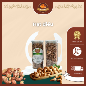 Hạt Điều Rang Muối Đăk Lăk Nguyên Lụa - Hộp 500Gram