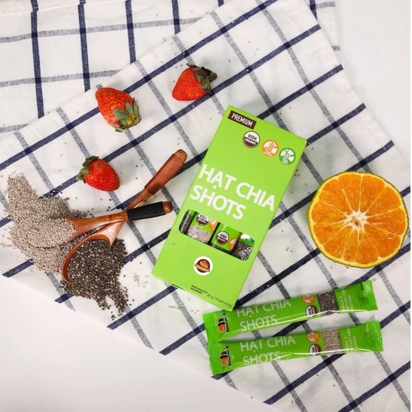 Hạt chia hữu cơ Organic Chia Seed Shots (10 gói x 8g) - giảm cân, giàu omega, gói nhỏ tiện dụng - Hình ảnh 2