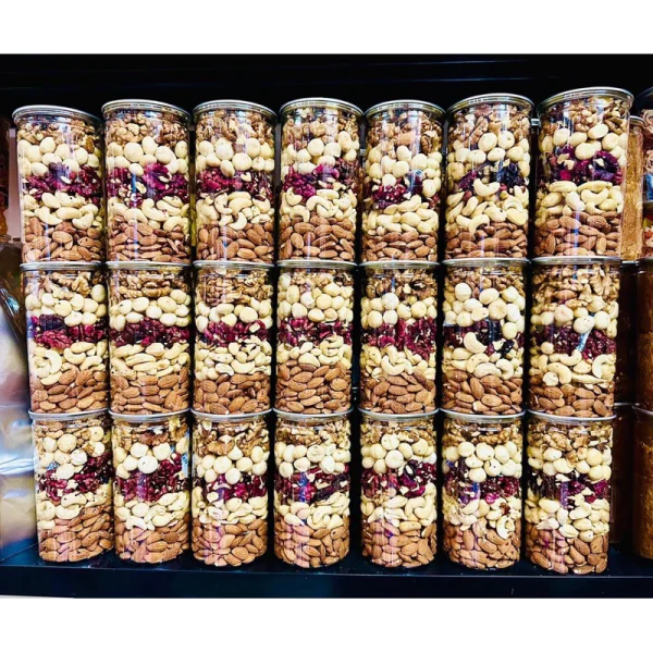 Hạt dinh dưỡng mix 5 loại hạt macca, óc chó vàng, óc chó đỏ, hạnh nhân, hạt điều hũ 500gr - Hình ảnh 2