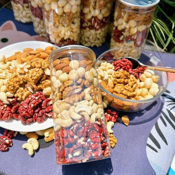 Hạt dinh dưỡng mix 5 loại hạt macca, óc chó vàng, óc chó đỏ, hạnh nhân, hạt điều hũ 500gr - Hình ảnh 3