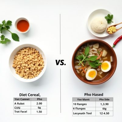 So sánh 1 gói ngũ cốc ăn kiêng bao nhiêu calo với món ăn sáng truyền thống